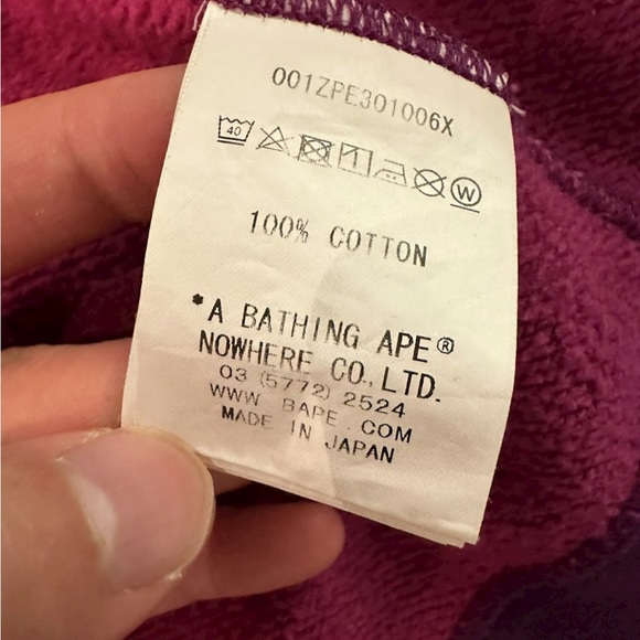 Bathing Ape Purple Camo WGM Shark Hoodie Zip Up Large - Picture 10 of 12